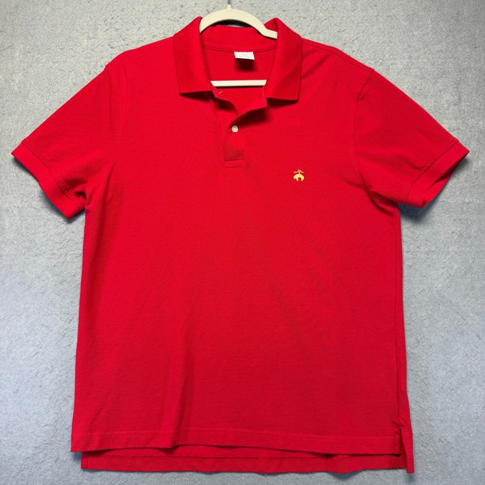 Brooks Brothers Mens Performance Polo Shirt Red Slim Fit Cotton Large 1818